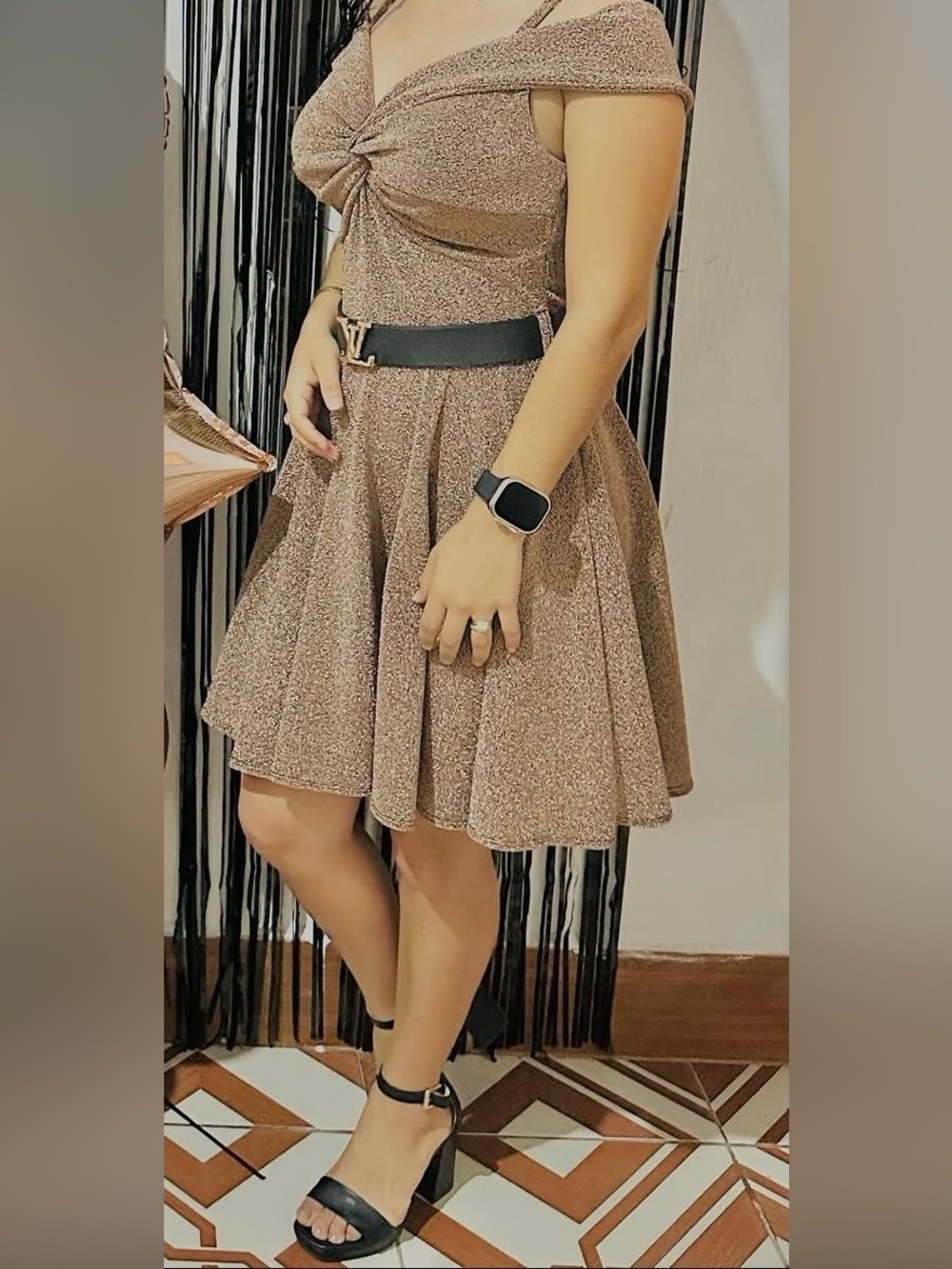Women’s Shimmery Brown Flared Skirt